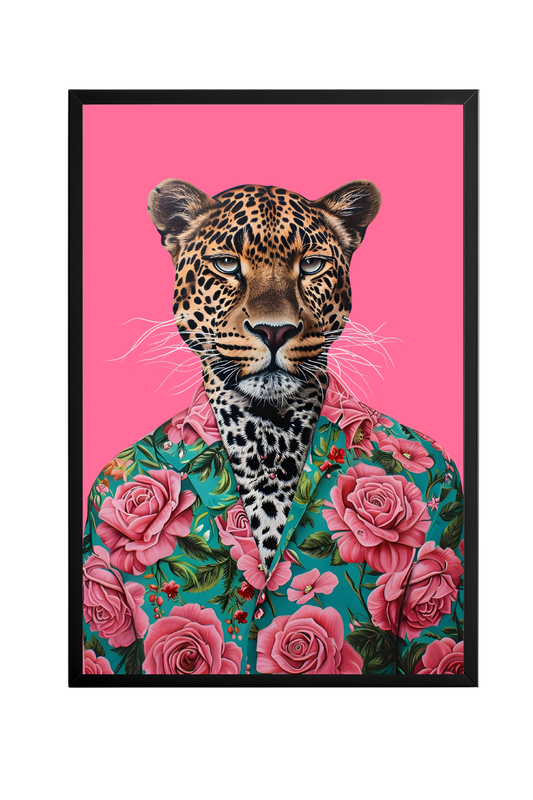 Floral Leopard Tablo Boyutlarında ve Yüksek Kaliteli Poster
