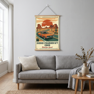 Dodge Charger R/T 1969 Poster — Vintage Muscle Car Monument Valley Print