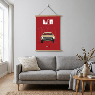 AMC Javelin 1971 Minimalist Poster — Red Muscle Car Line Art