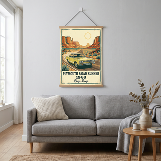 Plymouth Road Runner 1968 Poster — Vintage Muscle Car Monument Valley Print