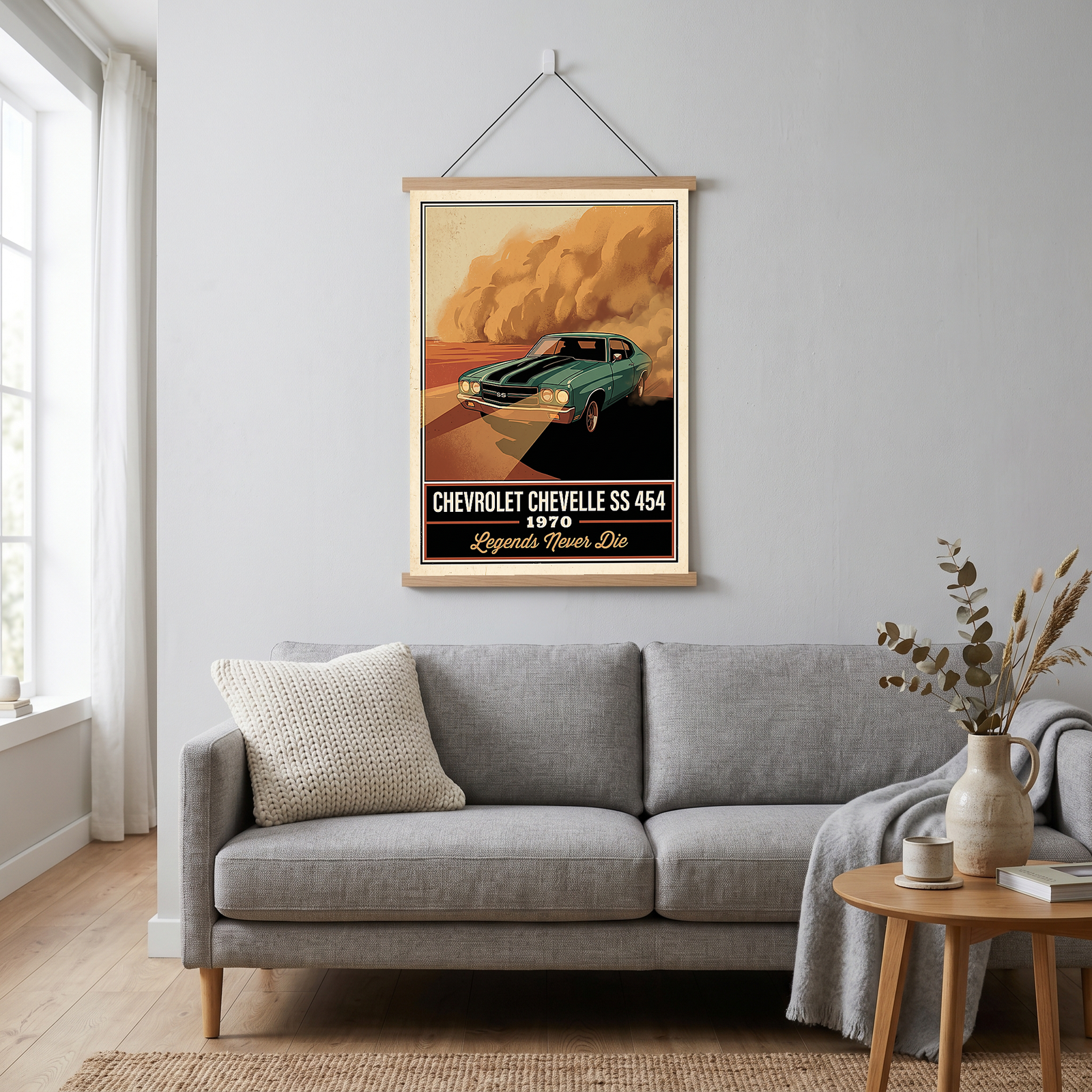 Chevrolet Chevelle SS 454 1970 V7 Dust Storm Poster — Vintage Muscle Car Action Print