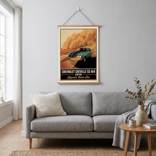 Chevrolet Chevelle SS 454 1970 V7 Dust Storm Poster — Vintage Muscle Car Action Print