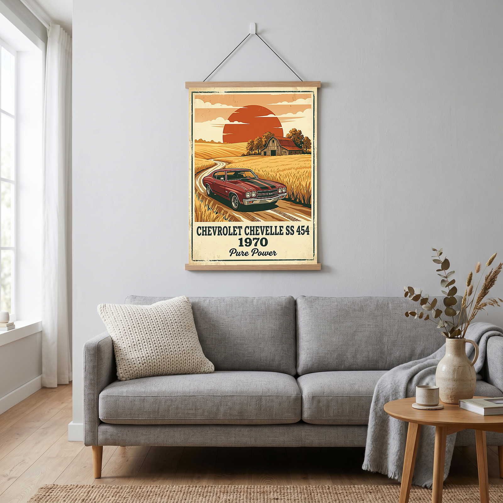 Chevrolet Chevelle SS 454 1970 Poster — Vintage Muscle Car Country Barn Print