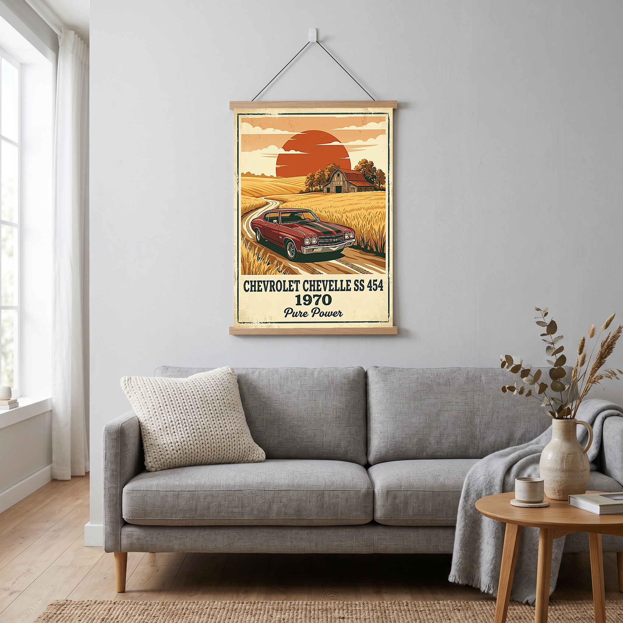Chevrolet Chevelle SS 454 1970 Poster — Vintage Muscle Car Country Barn Print