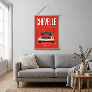 Chevrolet Chevelle 1970 Minimalist Poster — Red Muscle Car Line Art