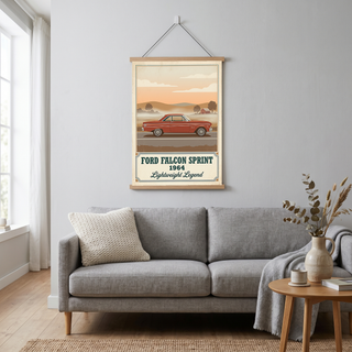 Ford Falcon Sprint 1964 Poster — Vintage Muscle Car Misty Country Road Print