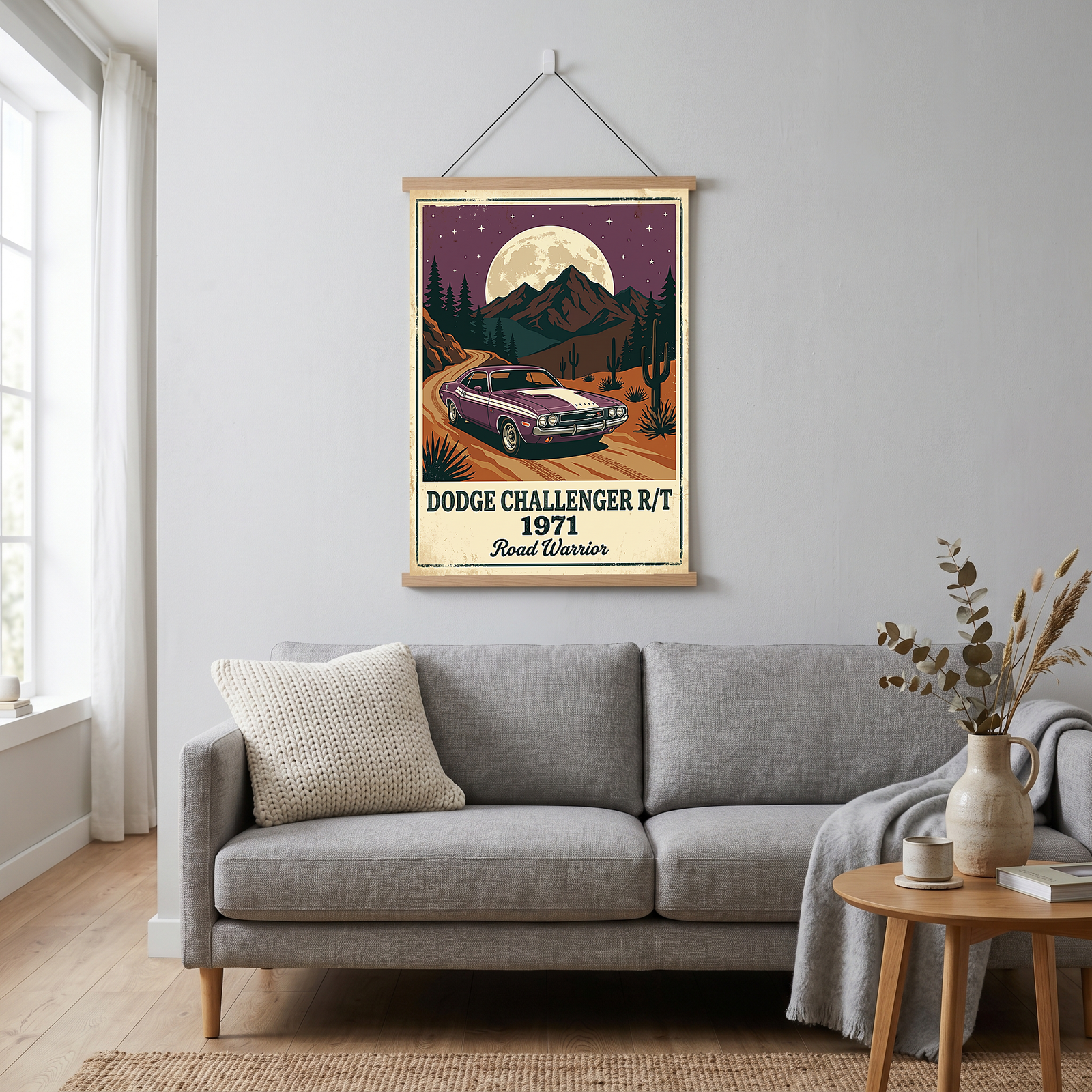 Dodge Challenger R/T 1971 Poster — Vintage Muscle Car Desert Moon Print