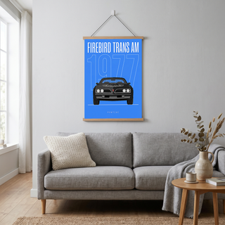 Pontiac Firebird Trans Am 1977 V2 Royal Blue Minimalist Poster — Bandit Muscle Line Art