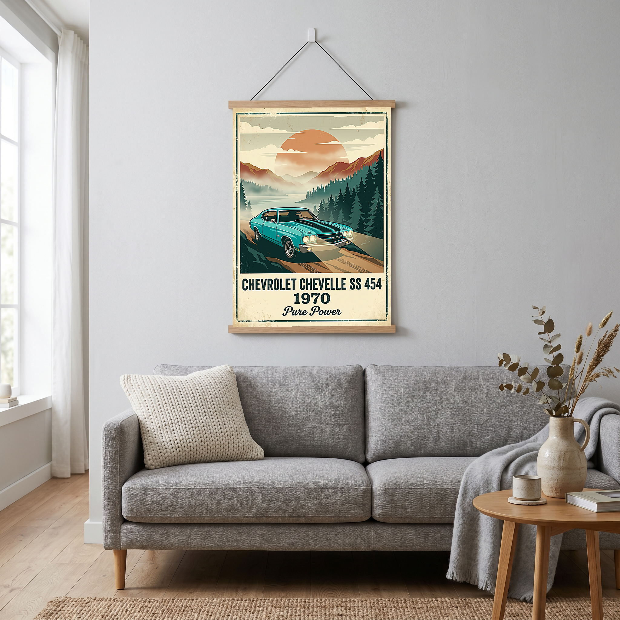 Chevrolet Chevelle SS 454 1970 V6 Aqua Edition — Vintage Muscle Misty Mountain Print