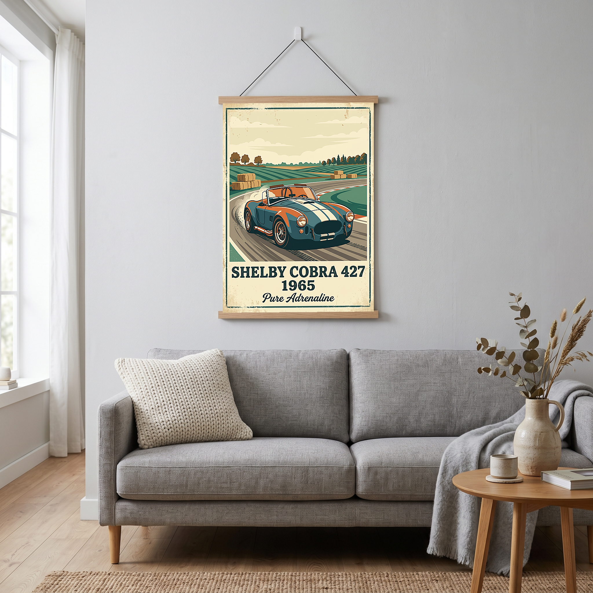 Shelby Cobra 427 1965 Poster — Vintage Race Track Roadster Print