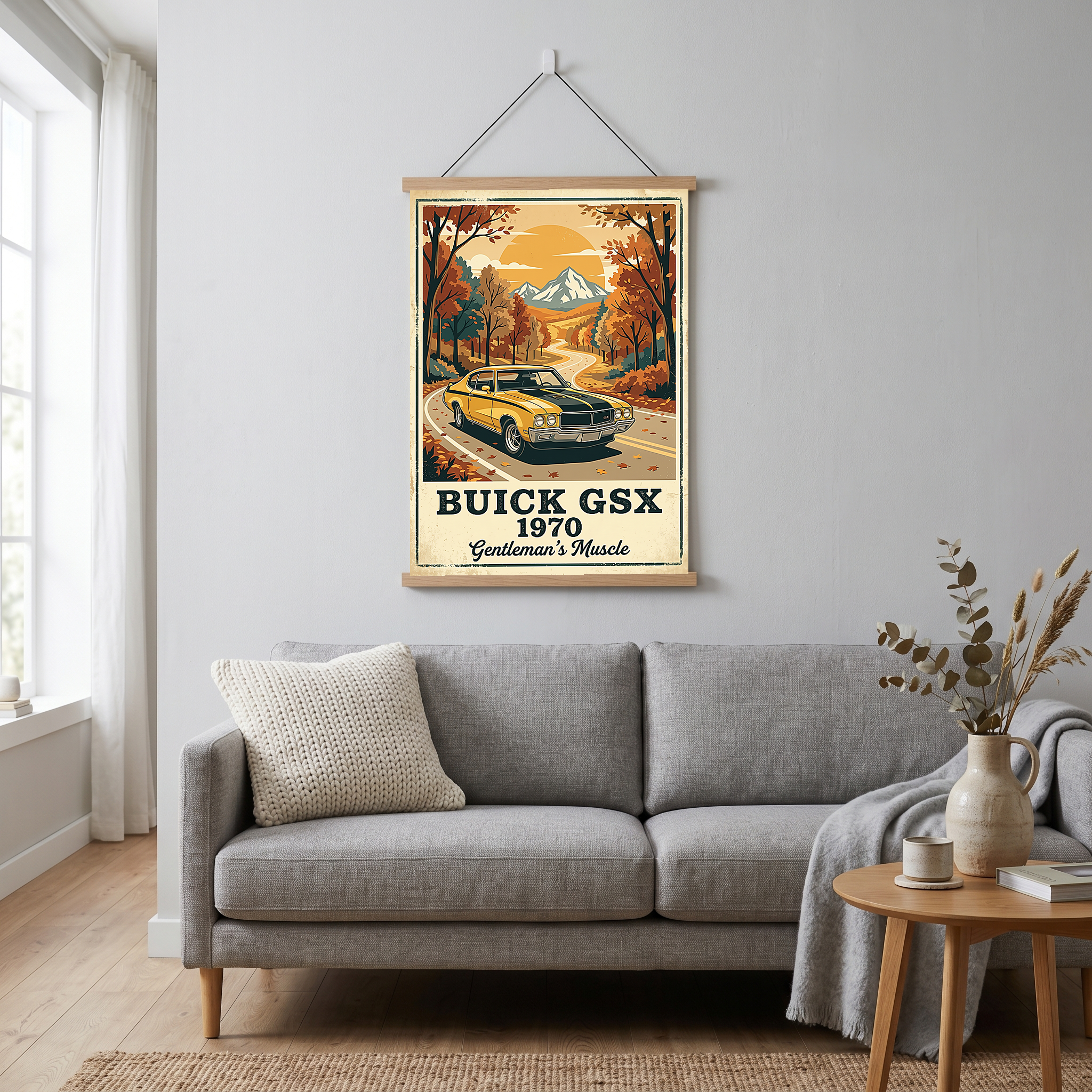 Buick GSX 1970 Poster — Vintage Muscle Car Fall Mountain Road Print