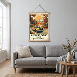 Buick GSX 1970 Poster — Vintage Muscle Car Fall Mountain Road Print