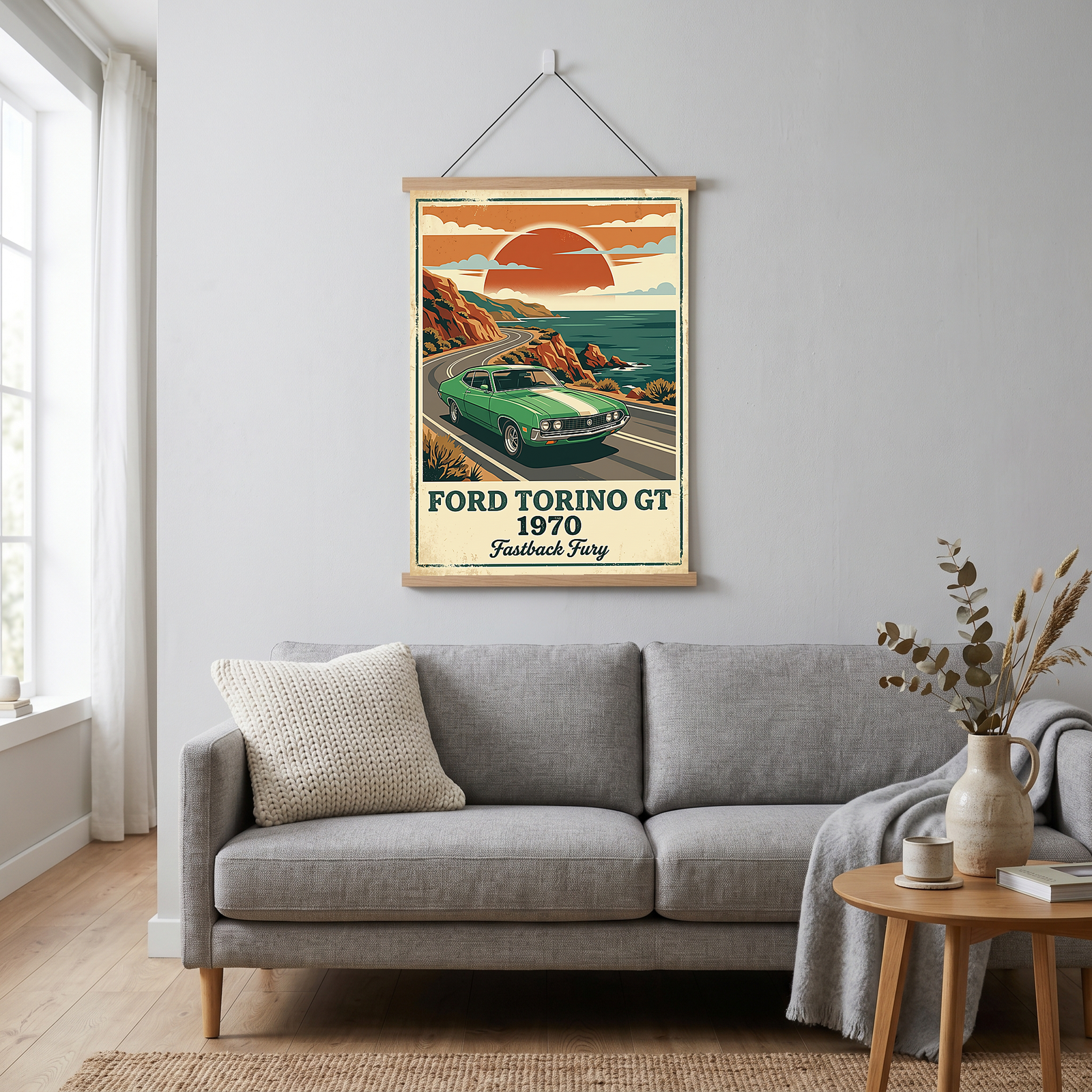 Ford Torino GT 1970 V2 Poster — Vintage Muscle Car Pacific Coast Curve Print