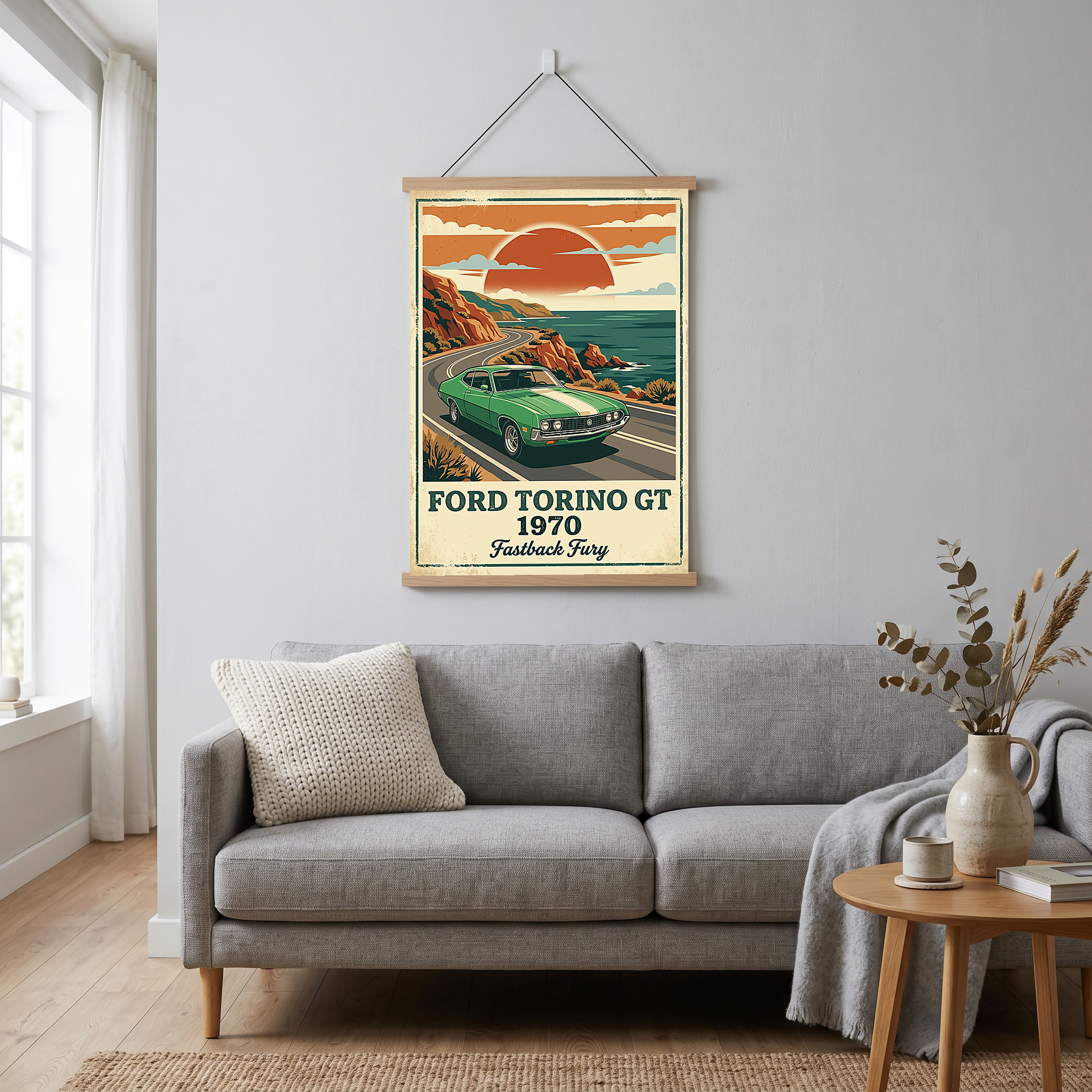 Ford Torino GT 1970 V2 Poster — Vintage Muscle Car Pacific Coast Curve Print