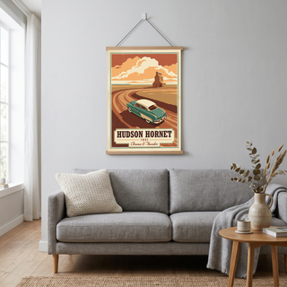Hudson Hornet 1951 Poster — Vintage NASCAR Stock Car Prairie Print