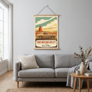 Ford Mustang Bullitt 1968 V2 Poster — Vintage Muscle Country Silo Print