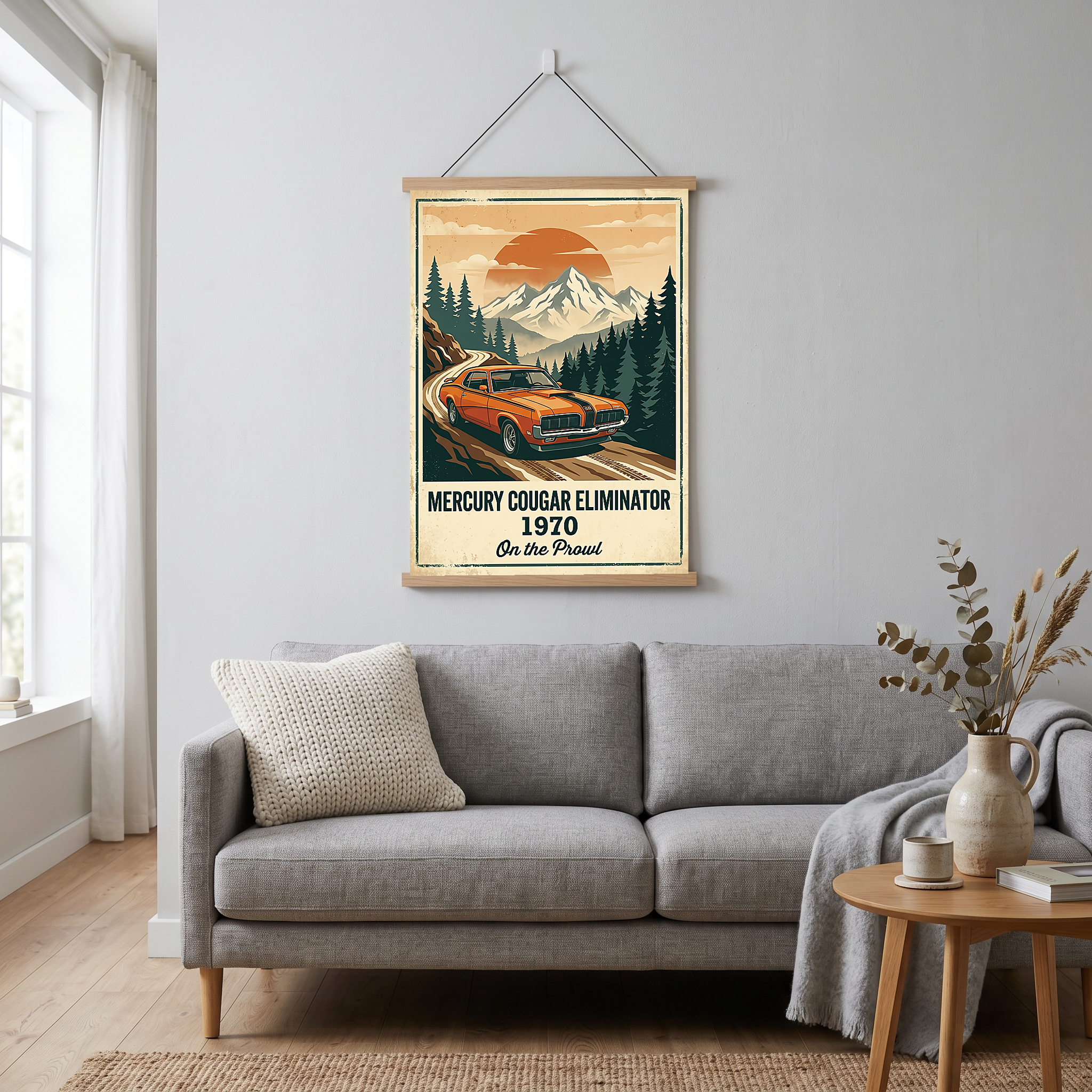 Mercury Cougar Eliminator 1970 Poster — Vintage Muscle Car Mountain Pine Print
