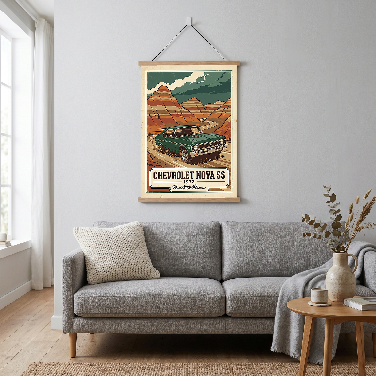 Chevrolet Nova SS 1972 V3 Poster — Vintage Muscle Badlands Canyon Print