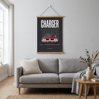 Dodge Charger 1969 V2 Charcoal Minimalist Poster — Muscle Car Line Art