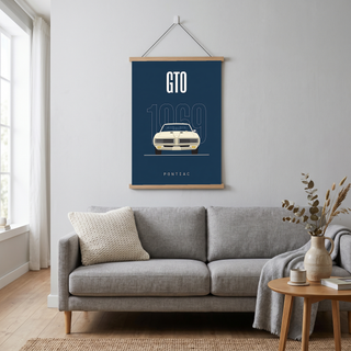 Pontiac GTO 1969 Minimalist Poster — Navy Muscle Car Line Art