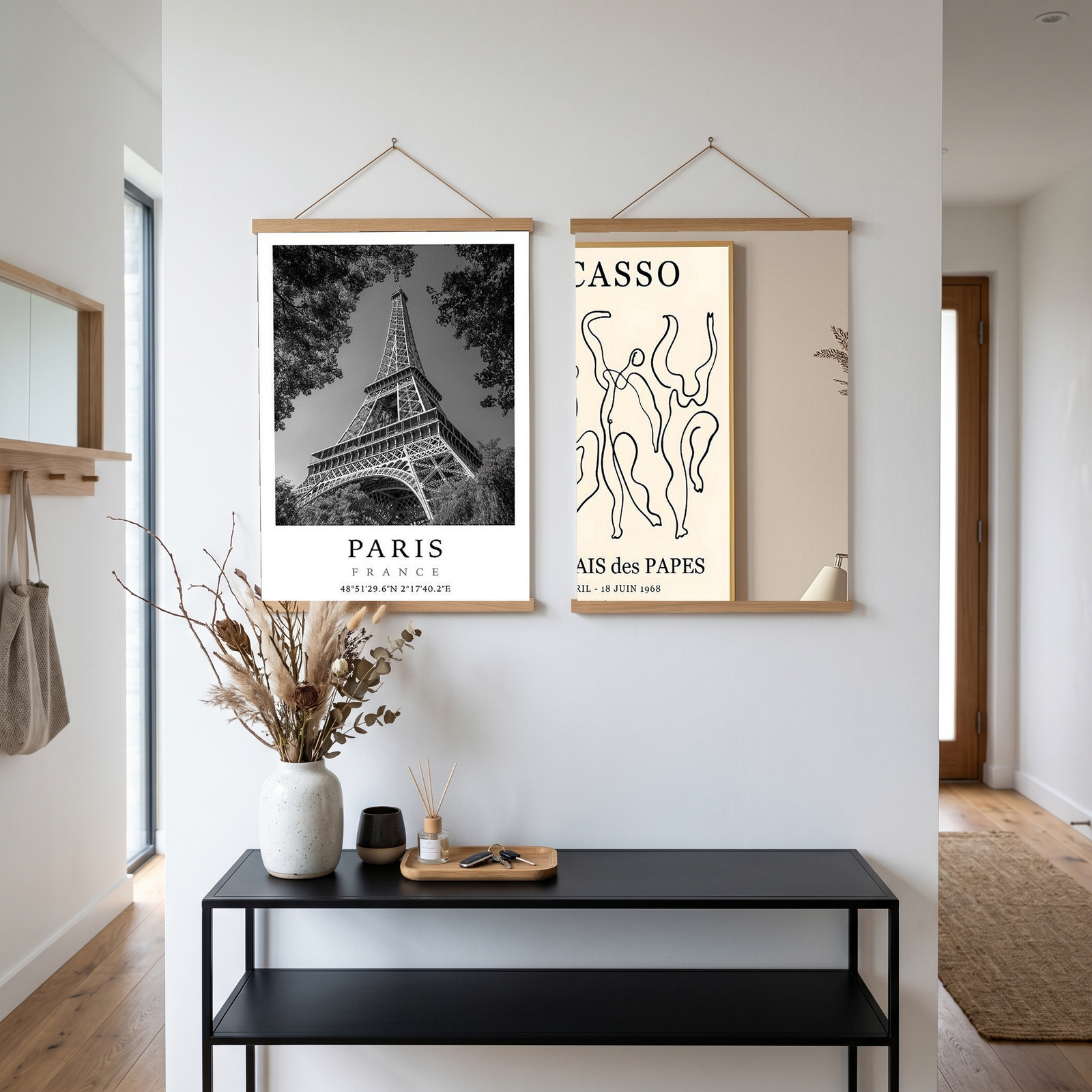 Paris Eiffel Tower Poster — Black and White France Coordinates Print