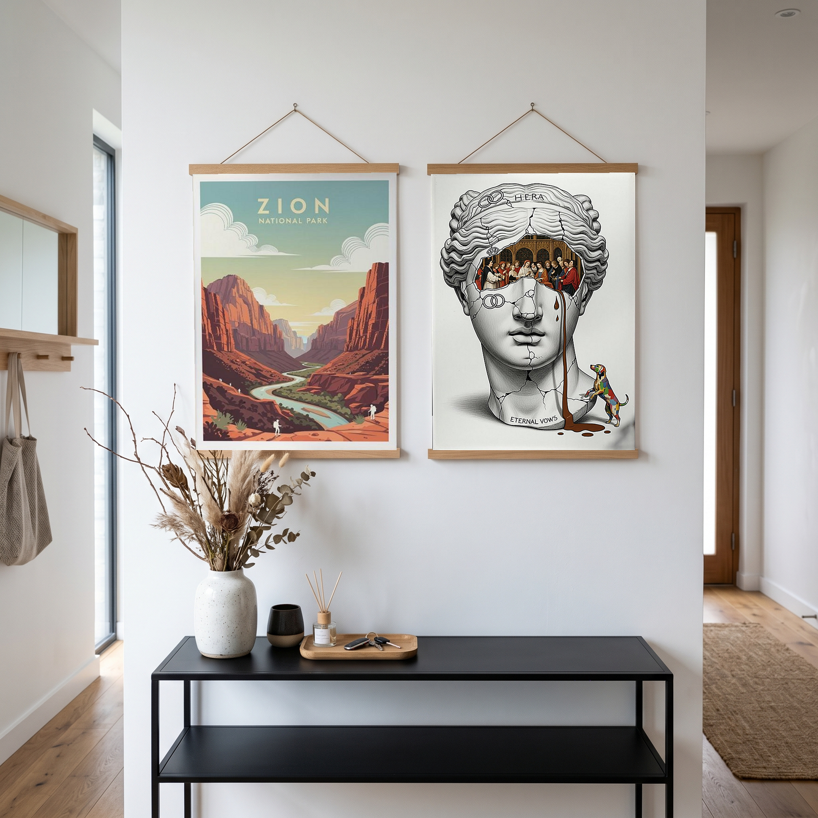 Zion National Park Poster — Vintage Utah Red Canyon Travel Print