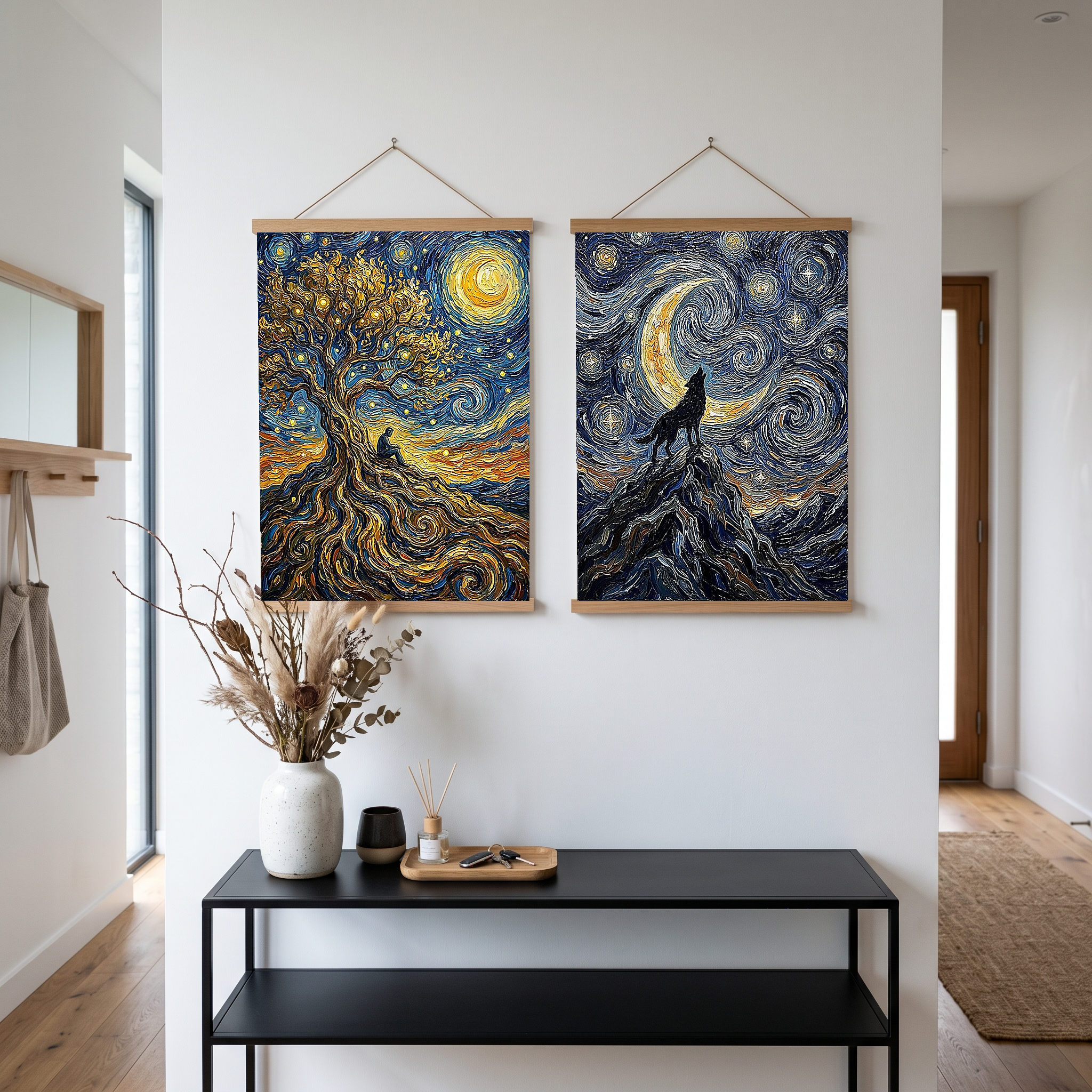 Man in Tree of Life Print — Van Gogh-Style Spiritual Reflection Wall Art