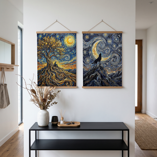 Man in Tree of Life Print — Van Gogh-Style Spiritual Reflection Wall Art