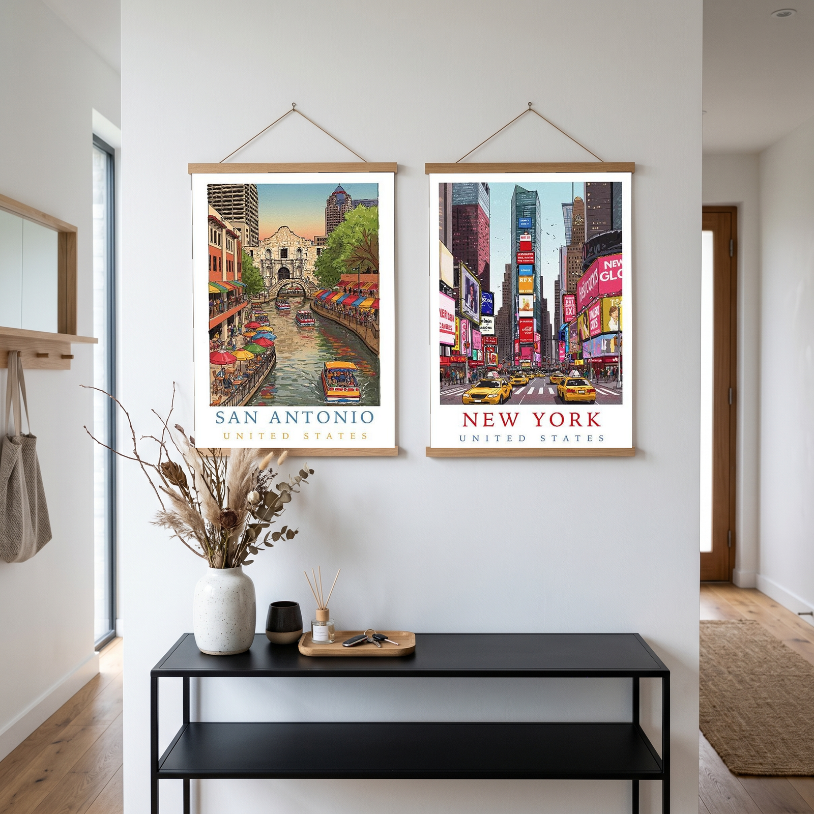 San Antonio Texas Travel Poster — Riverwalk Alamo Cityscape Print