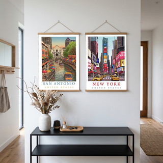 San Antonio Texas Travel Poster — Riverwalk Alamo Cityscape Print