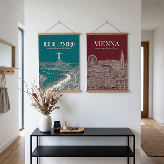 Rio de Janeiro Line Art Print — Teal Christ the Redeemer Copacabana Wall Art