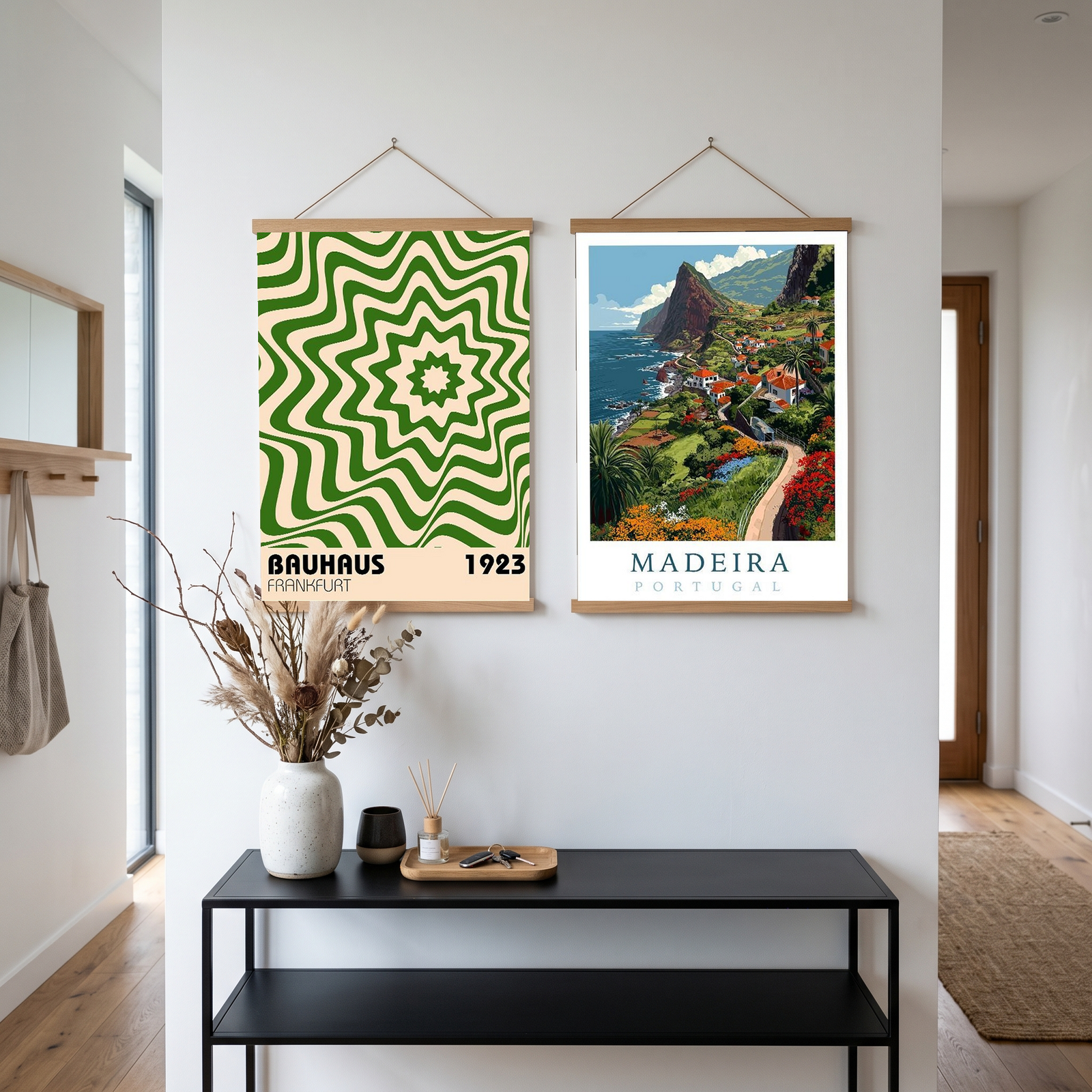 Bauhaus Frankfurt 1923 Poster - Green Geometric Wavy Star Print