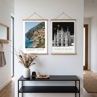 Amalfi Coast Italy Travel Poster — Positano Cliffside Village Print
