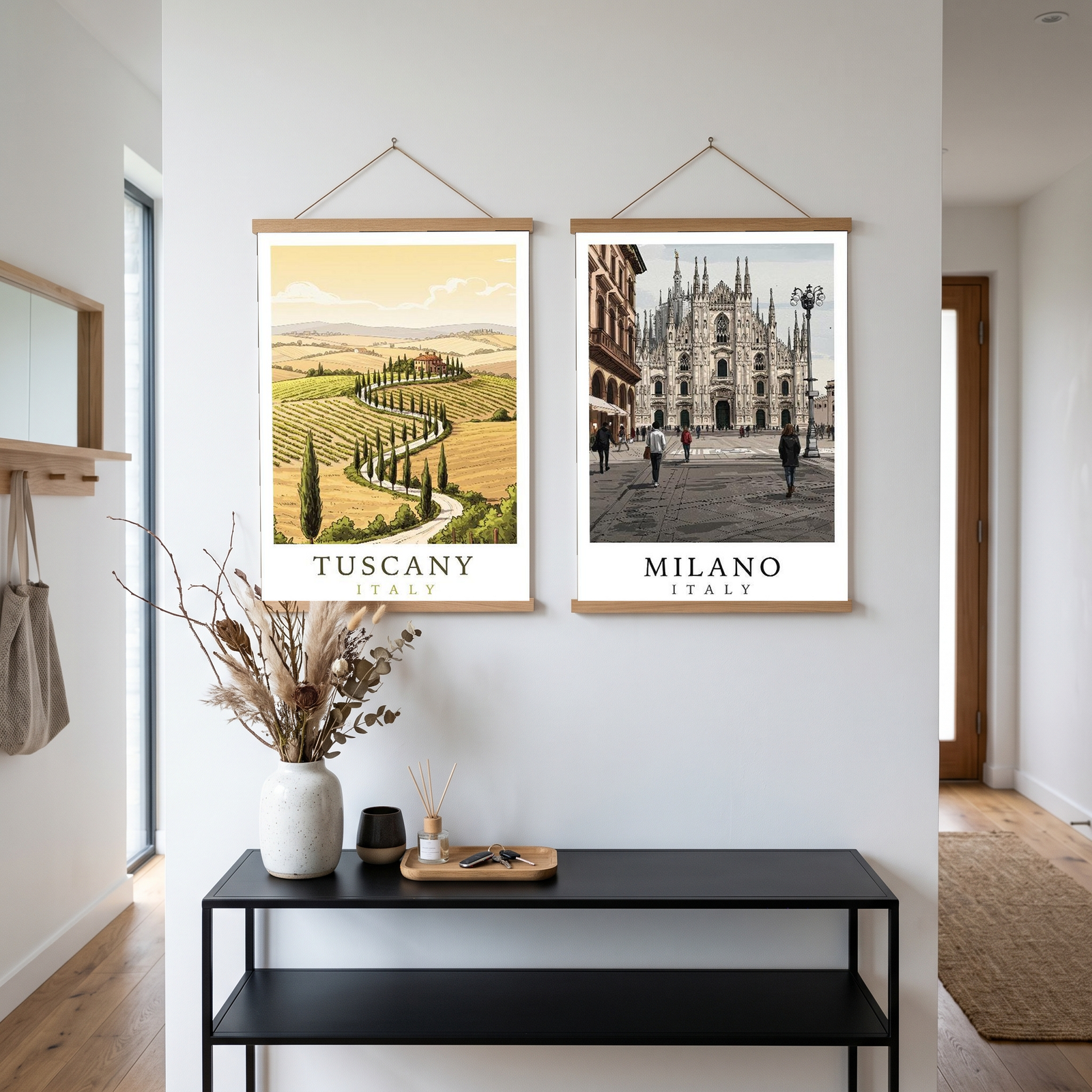 Tuscany Italy Travel Poster — Rolling Hills Cypress Vineyards Print
