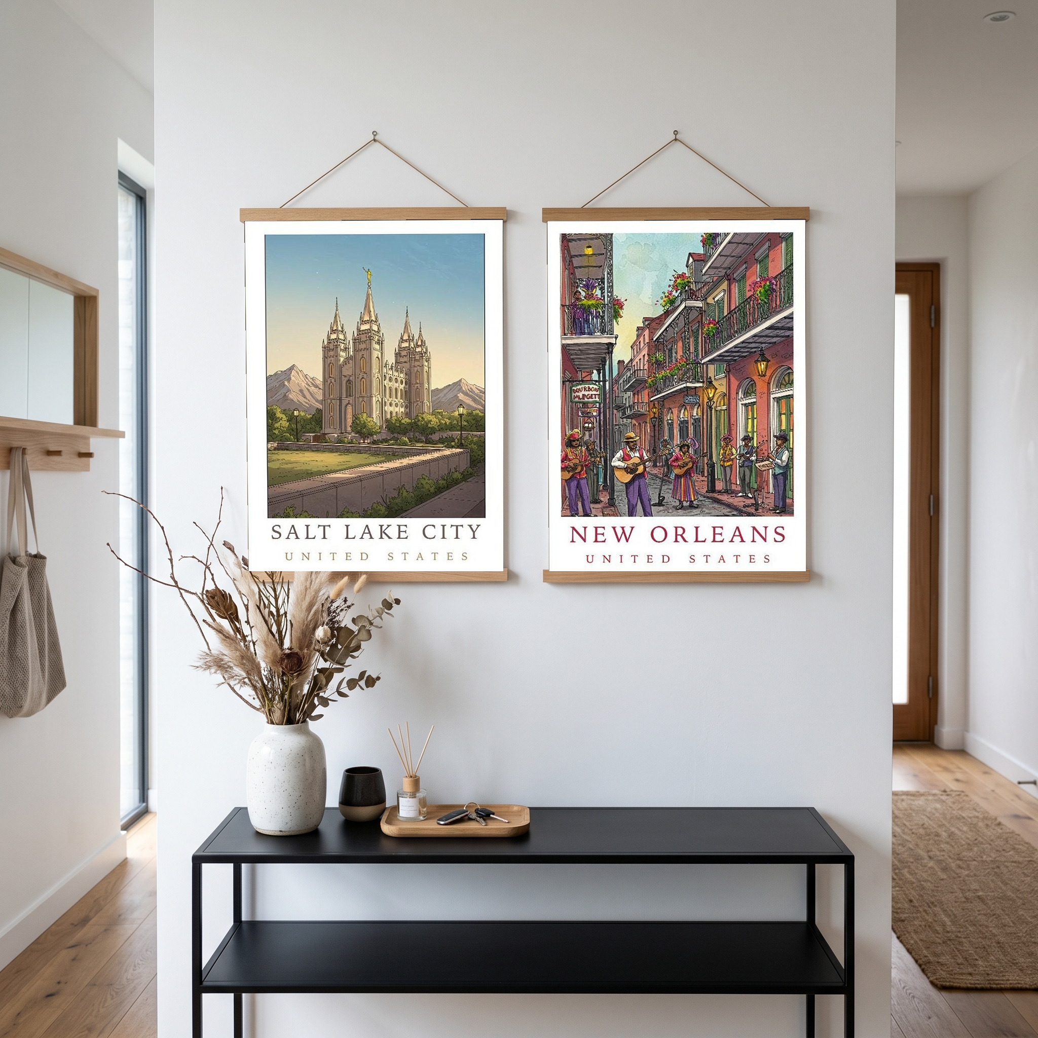 Salt Lake City Utah Travel Poster — Temple Square Wasatch Mountains Print