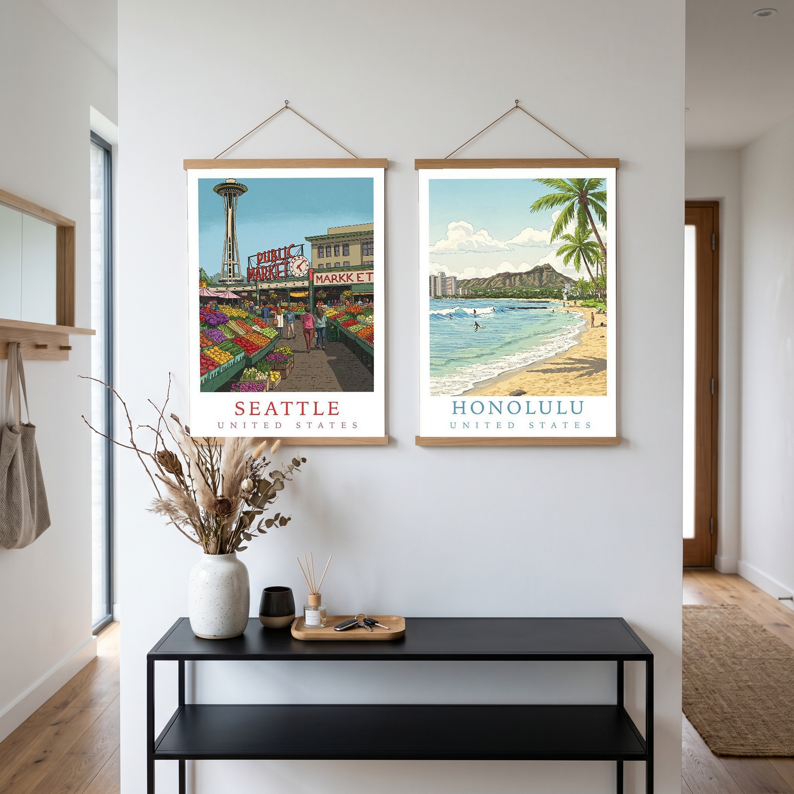 Seattle USA — Pike Place Market Space Needle Wall Art Print