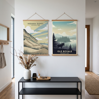 Indiana Dunes National Park Poster — Vintage Lake Michigan Lighthouse Print