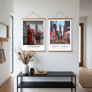 London Travel Poster — Big Ben Red Bus Telephone Box Iconic Print