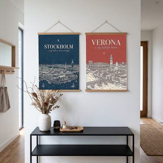 Stockholm Line Art Print — Navy Gamla Stan Old Town Skyline Wall Art