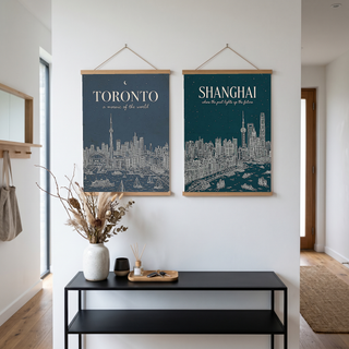 Toronto Line Art Print — Steel Navy CN Tower Skyline Harbourfront Wall Art