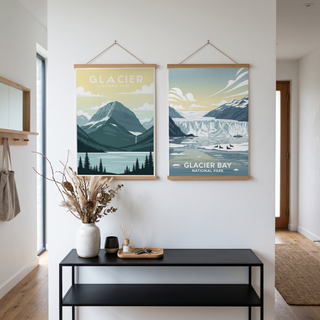 Glacier National Park Poster — Vintage Montana Rocky Mountain Lake Print