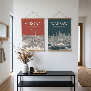 Verona Line Art Print — Rust Arena Ponte Pietra Skyline Wall Art