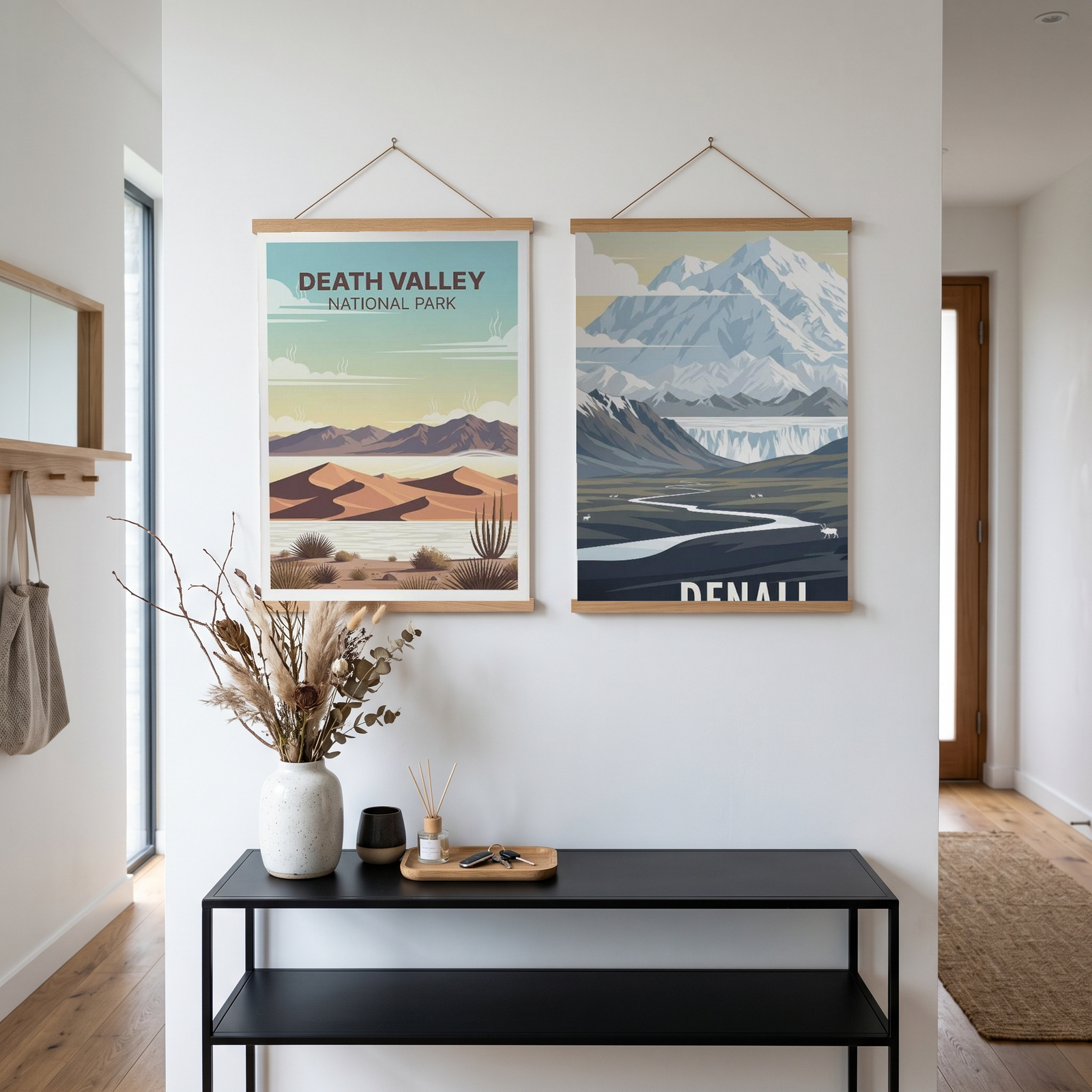 Death Valley National Park Poster — Vintage Sand Dunes Desert Mountain Print