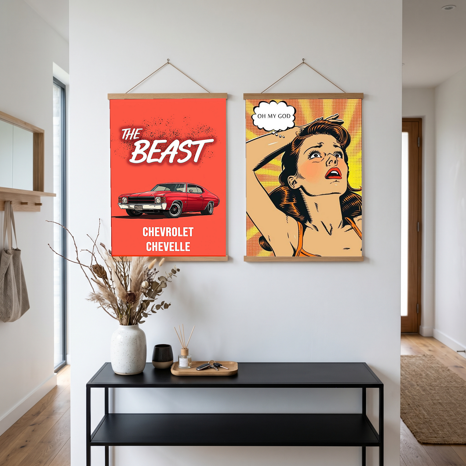 The Beast Chevy Chevelle Poster — Red Muscle Car Wall Art Print