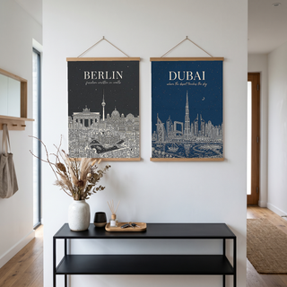 Berlin Line Art Print — Charcoal Brandenburg Gate TV Tower Skyline Wall Art