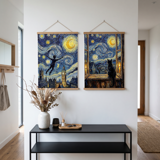 Peter Pan London Starry Night Print — Big Ben Van Gogh-Style Nursery Wall Art