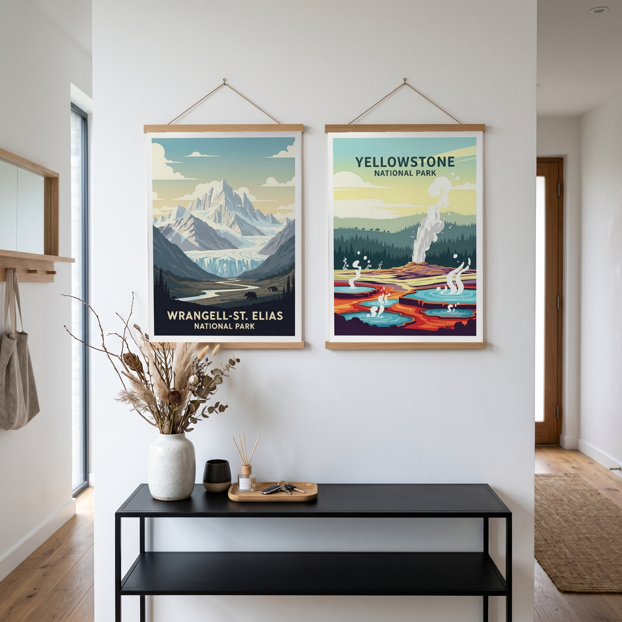 Wrangell-St. Elias National Park Poster — Vintage Alaska Glacier Mountain Bear Print