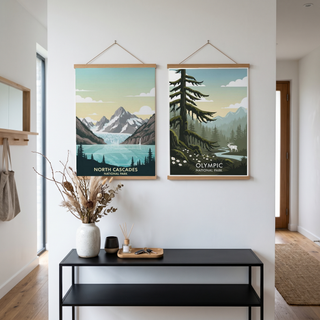 North Cascades National Park Poster — Vintage Washington Glacier Alpine Lake Print