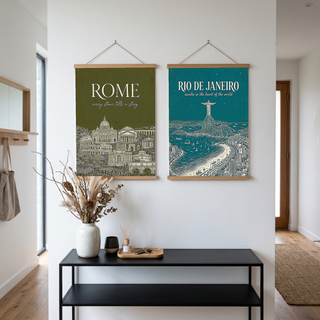 Rome Line Art Print — Olive Green Colosseum Vatican Skyline Wall Art