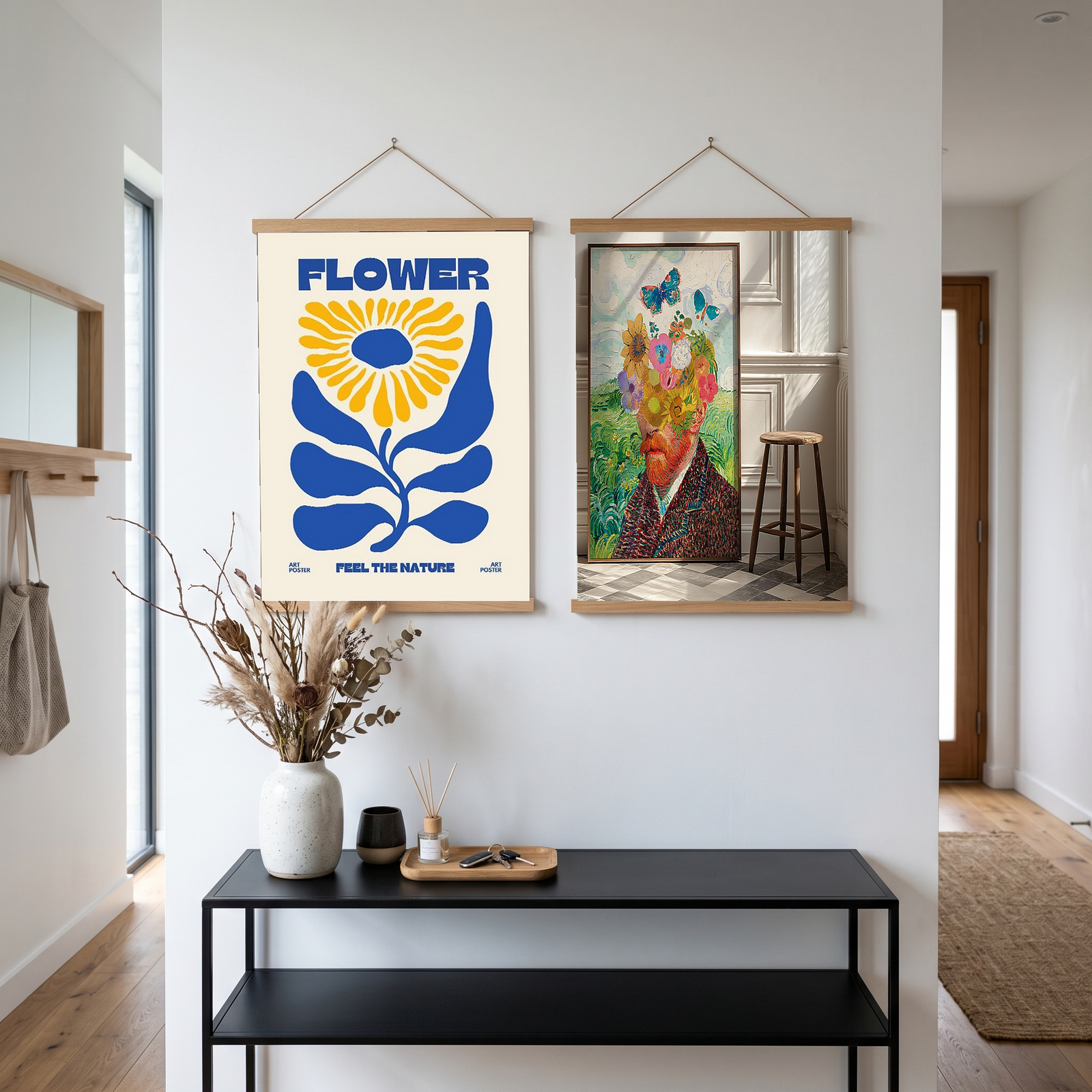 FLOWER Feel the Nature Poster — Mid-Century Botanical Cut-Out Print